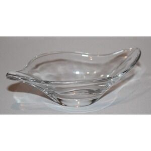 vintage 5 1/4" crystal glass swirl trinket candy dish signed Daum France